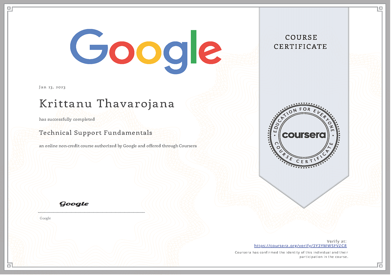 Coursera Certificate